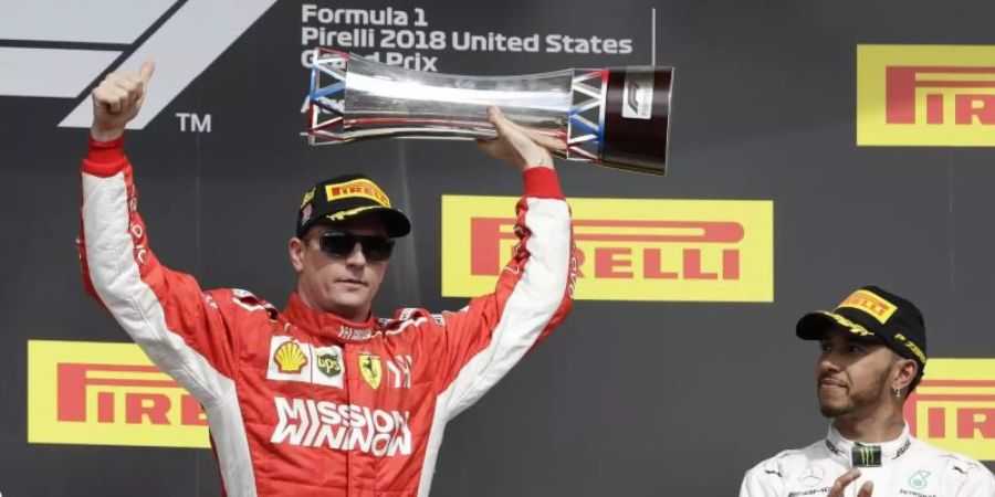 Siegte 2018 in Austin: Kimi Räikkönen - Lewis Hamilton wurde Dritter. Foto: Darron Cummings/AP/dpa
