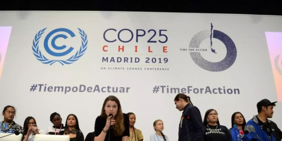 Pressekonferenz der jungen Klimaaktivisten in Madrid