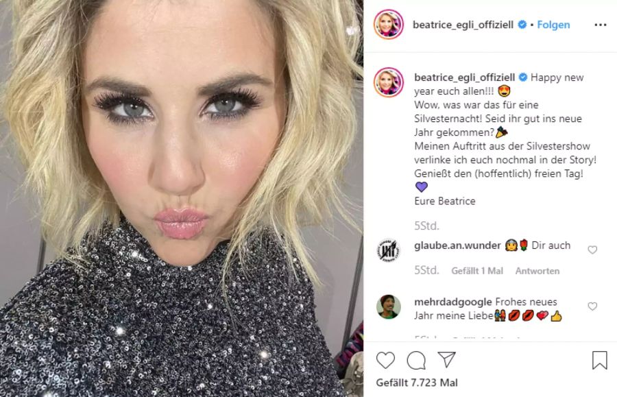 Beatrice Egli trat im Glitzerkleid bei der Silvestershow auf.