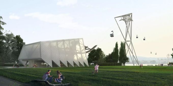 Design, Architektur der Kabinen, Stützen und Stationen der Zürich Seilbahn, vorgestellt von der Zürcher Kantonalbank, am Freitag, 2. November 2018. ZKB Seilbahn
