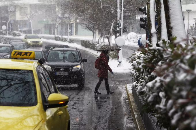 In Athen fielen bis zu zehn Zentimeter Schnee. athen