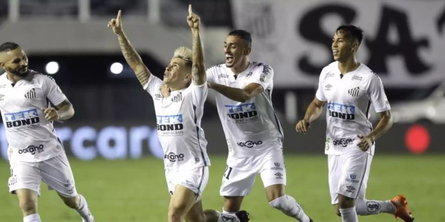 Der FC Santos steht wie Palmeiras São Paulo im Finale der Copa Libertadores. Foto: Andre Penner/Pool AP/dpa