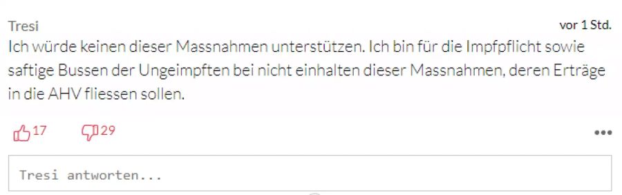 Dieser Nutzer möchte eine Impfpflicht statt neuer Massnahmen.