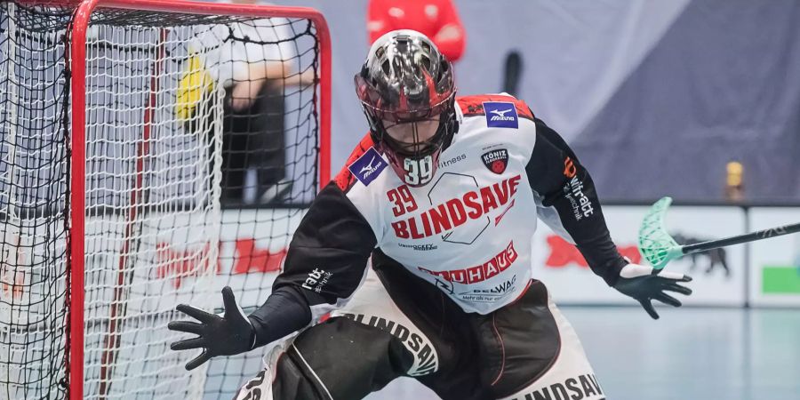 Der Goalie von Floorball Köniz.