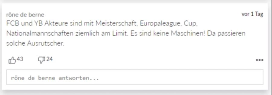Die Mannschaften «sind keine Maschinen», schreibt dieser Leser.