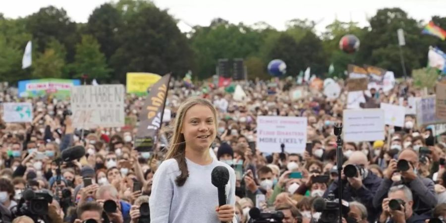 Steht in Berlin im Fokus: die schwedische Klimaaktivistin Greta Thunberg. Foto: Jörg Carstensen/dpa