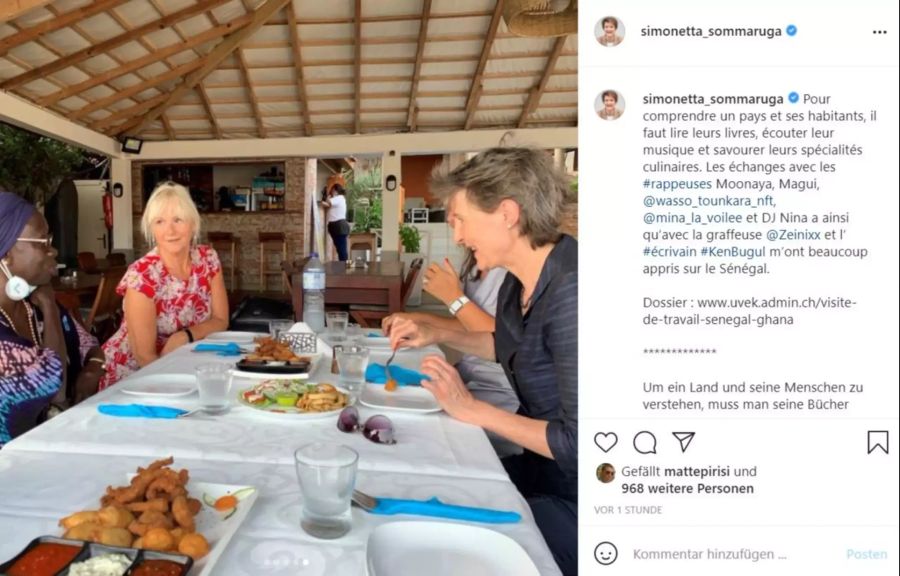 «Um ein Land und seine Menschen zu verstehen, muss man seine Bücher lesen, seine Musik hören und sein Essen geniessen», schreibt Simonetta Sommaruga zu dem Post auf Instagram.