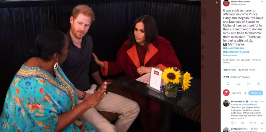 Harry und Meghan im Melba's Restaurant in Harlem.