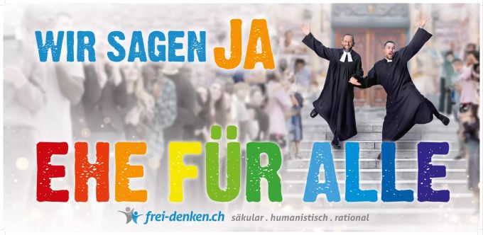 Mit diesem Sujet warben die Freidenkenden Schweiz für die Ehe für alle. Ehe für alle