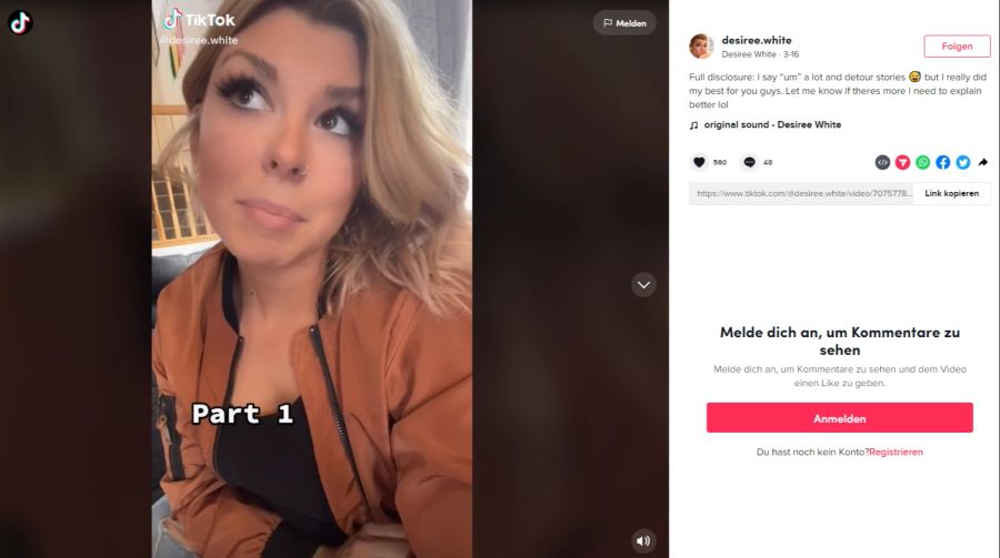 Desiree White erzählt ihren TikTok-Followern über Bryants Liebesgeständnis an ihrer Hochzeit.