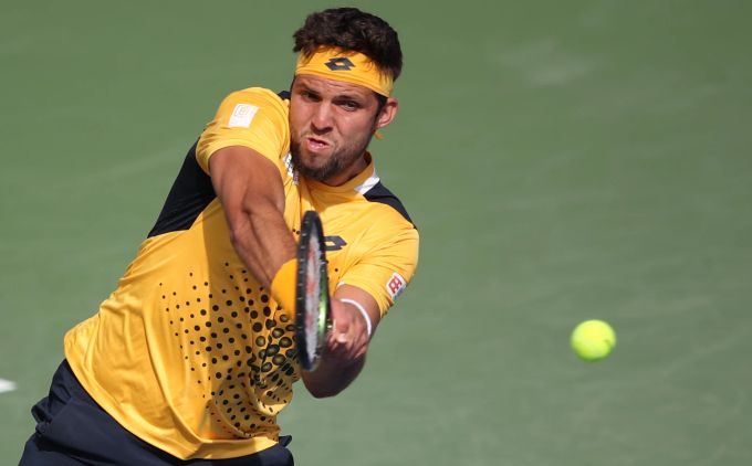 Jiri Vesely besiegt Novak Djokovic in Dubai. Dubai Tennis Vesely Djokovic
