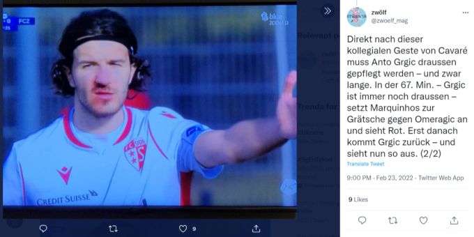 Nach dem Torjubel muss Anto Grgic gepflegt werden, bevor er deutlich gezeichnet weiterspielen darf. fc Sion