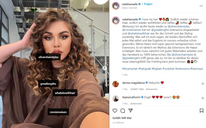 Die Influencerin Natalia Osada wirbt für Produkte. Natalia Osada