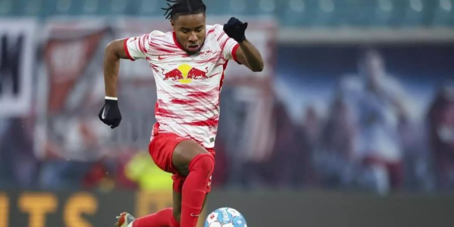 Kann für RB Leipzig wieder auf Torejagd gehen: Christopher Nkunku. Foto: Jan Woitas/dpa-Zentralbild/dpa