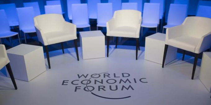 Logo des WEF am Vorabend der 48. Jahrestagung des Weltwirtschaftsforums, WEF, in Davos. Davos Tessin
