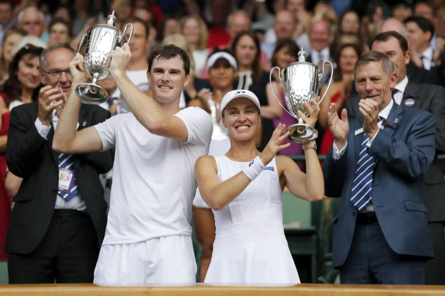 Martina Hingis und Jamie Murray bei ihrem Sieg im Mixed in Wimbledon 2017.