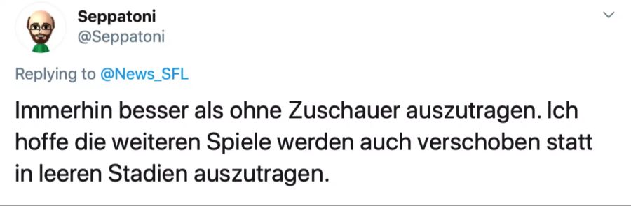 «Seppatoni» findet die Verschiebungen besser, als leere Stadien.