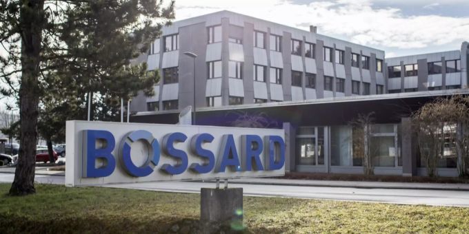 Das Logo der Firma Bossard in Zug. Bossard Zug