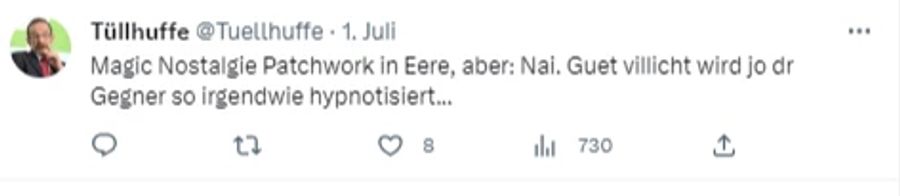 Ein Fan fragt sich, ob man den Gegner hypnotisieren will ...