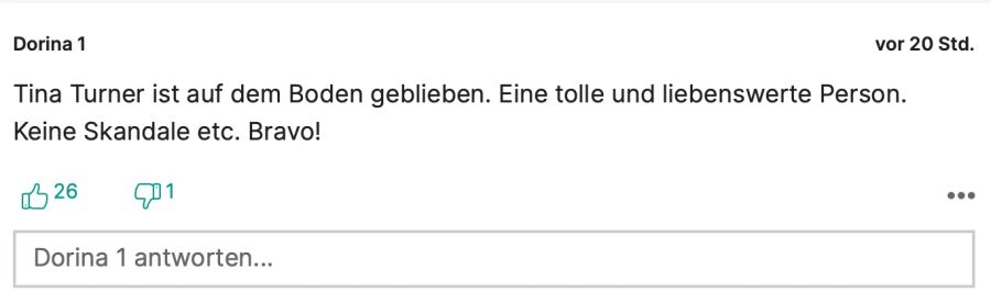 «Dorina 1» ist offensichtlich ein Fan von Tina Turner.