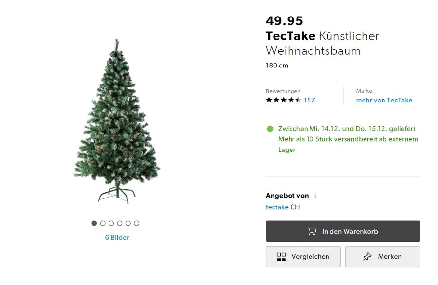 Dieser künstliche Weihnachtsbaum ist dieses Jahr bei Kundinnen und Kunden von Galaxus besonders beliebt.