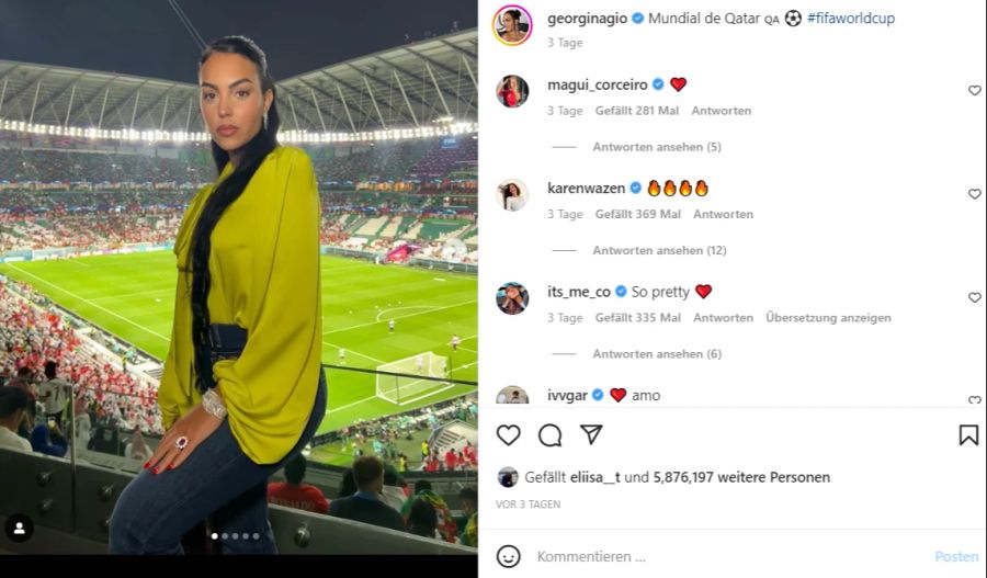 Georgina unterstützt Ronaldo in Katar vor Ort.