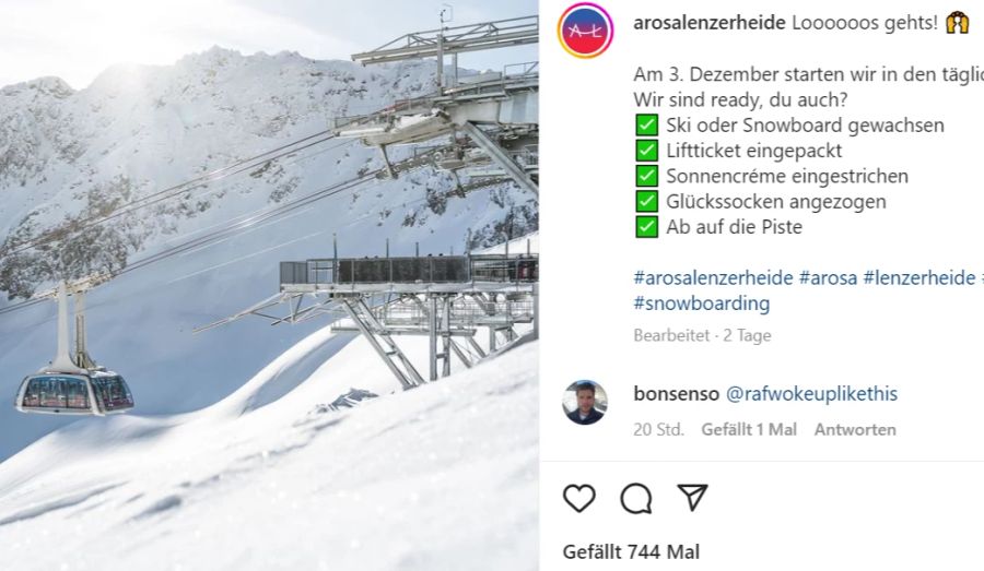 Seit Samstag kann im Skigebiet Arosa-Lenzerheide täglich Ski gefahren werden.