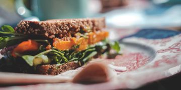 Sandwich Brot Teller belegt