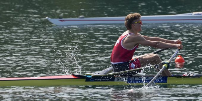 Andri Struzina während der Ruder-WM. Andri Struzina