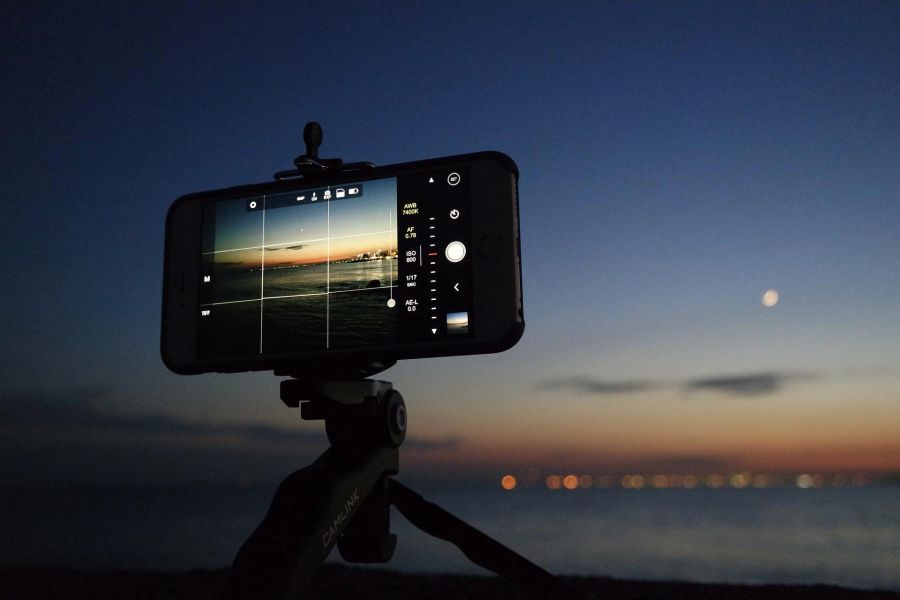 Smartphone Stativ Meer Sonnenuntergang