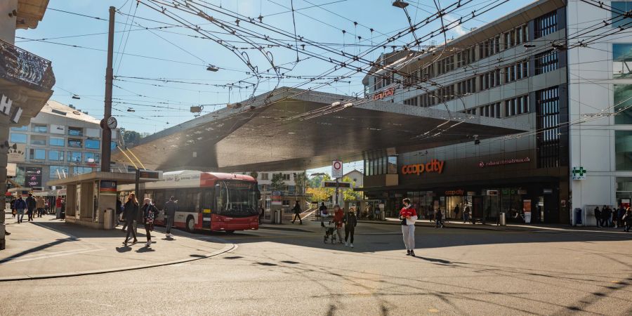 Der Bahnhofsplatz der Stadt Winterthur.