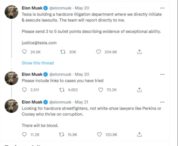 Elon Musk holt zum grossen Gegenschlag aus. Elon Musk