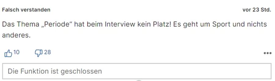 Über die Periode sollte man beim Interview nicht sprechen dürfen, meint Nau-Leser «Falsch verstanden».