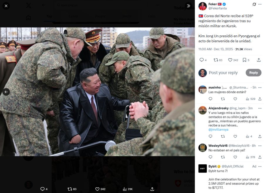 Er umarmt die Soldaten nach dem Einsatz für Russland und lobt sie als Helden.