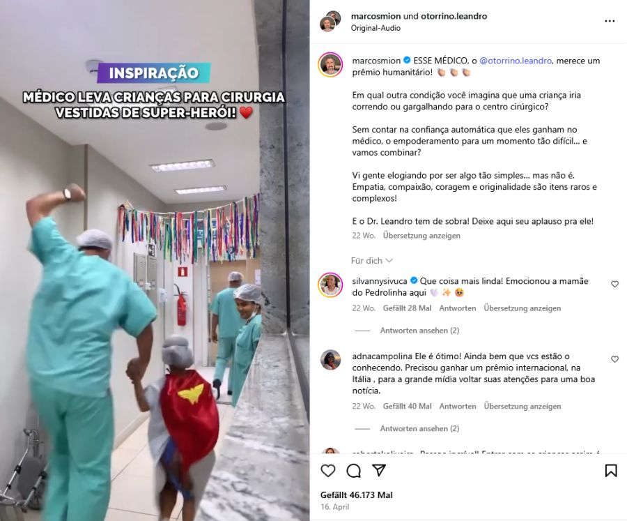 Dr. Guimarães «stürmt» mit Superman den Operationssaal.