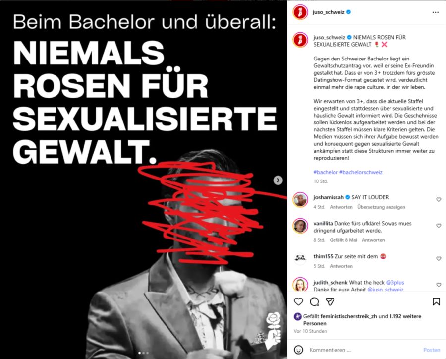 Die Juso fordert, die Sendung zu unterbrechen.