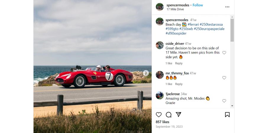 Instagram, 250 Testa Rossa