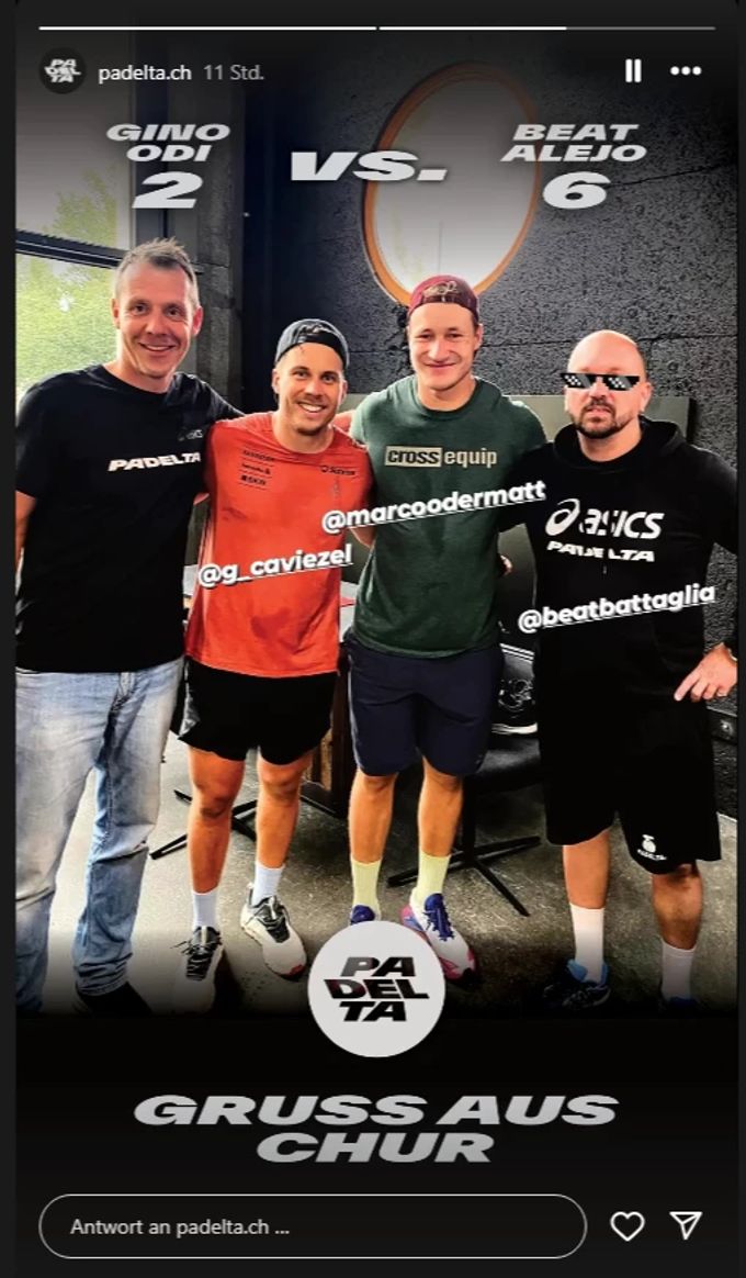 Marco Odermatt und Gino Caviezel machen einen Abstecher in die Padelhalle in Chur GR. Marco Odermatt