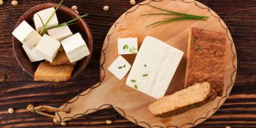 Tofu und Tempeh Hintergrund.