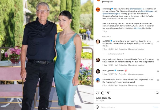 Vater Bill Gates ist stolz auf seine Tochter. bill gates paul mccartney