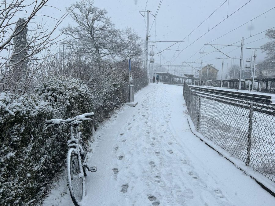 In Urdorf ZH liegt gegen Samstagmittag bereits viel Schnee.