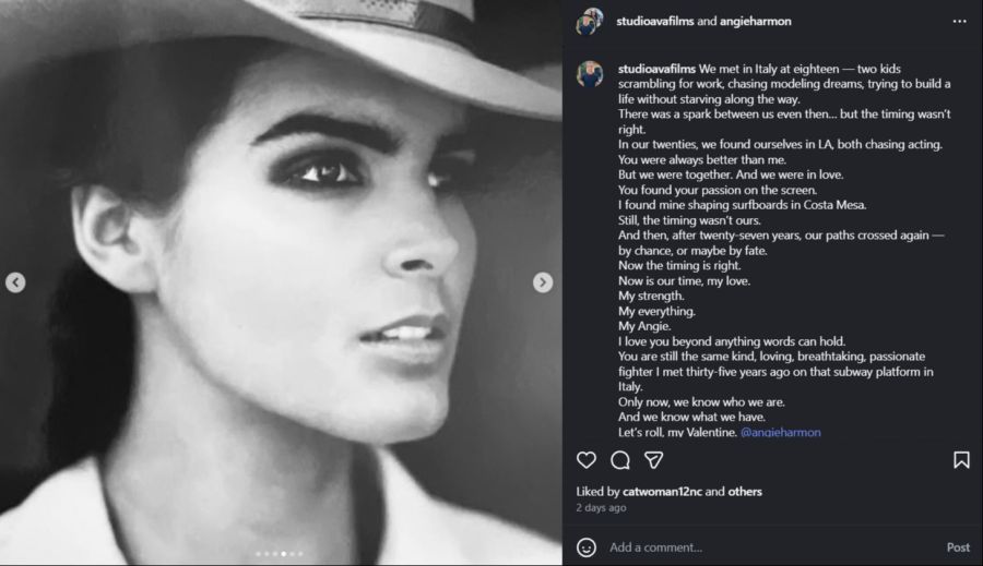 Ein frühes Porträt erinnert an Angie Harmons Anfänge als Model – dort lernte sie Tony Floyd kennen.