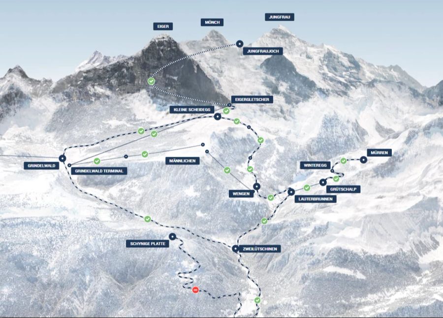 Der Zug musste zurück nach Lauterbrunnen. Während der Störung wurden Gäste über Grindelwald nach Wengen umgeleitet.