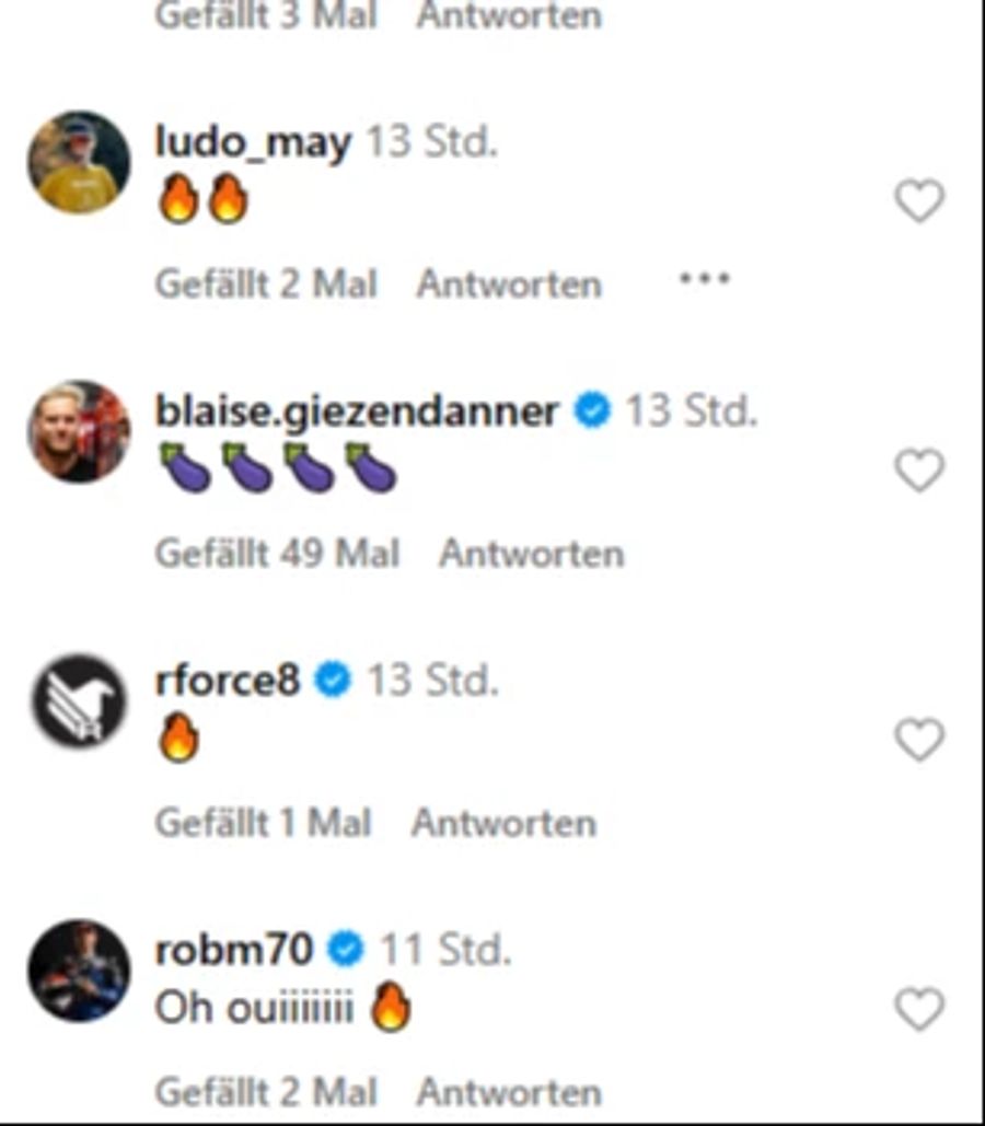 ... schaut beim Bild ganz genau hin – und postet Auberginen-Emojis dazu.