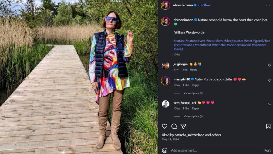 Noch als Nadia: Im Mai 2024 postete Brönimann nachdenkliche Naturfotos – wenige Monate bevor er seine Detransition öffentlich machte.