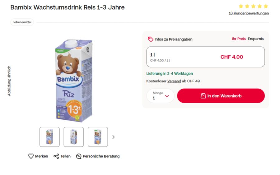 ...oder die «Bambix Wachstumsmilch».