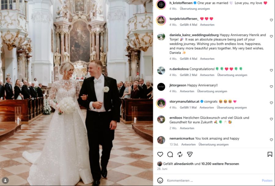Mit seiner Frau Tonje ist der Ski-Star seit gut einem Jahr verheiratet.
