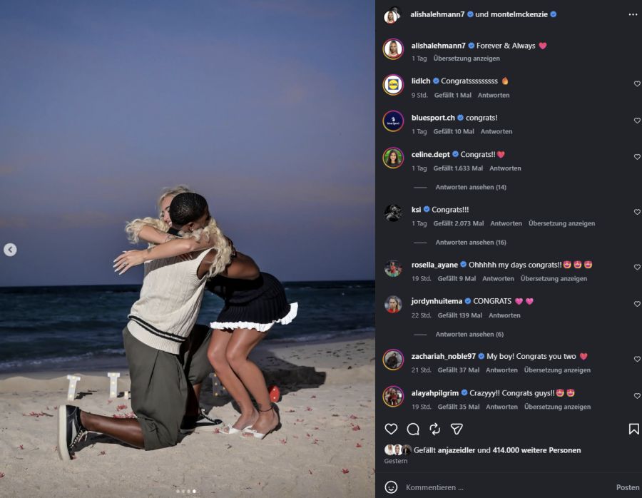 Alisha Lehmann und Montel McKenzie sind seit diesem Jahr offiziell zusammen.