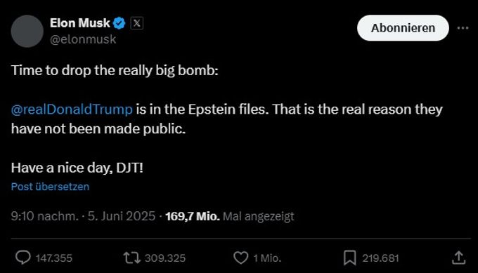 Nach seiner angeblichen Enthüllung wünschte Musk Trump einen schönen Tag. Musk Trump Tweet