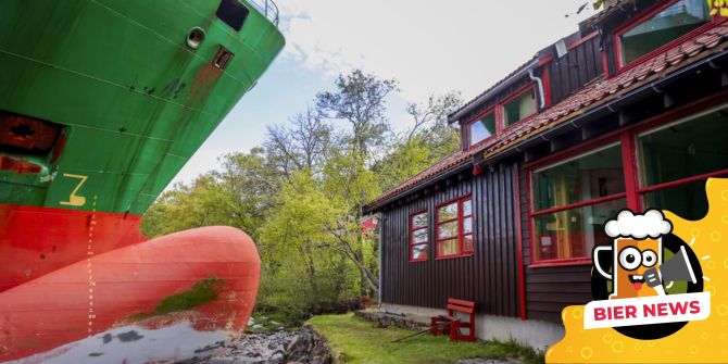 Containerschiff Garten Norwegen Mann